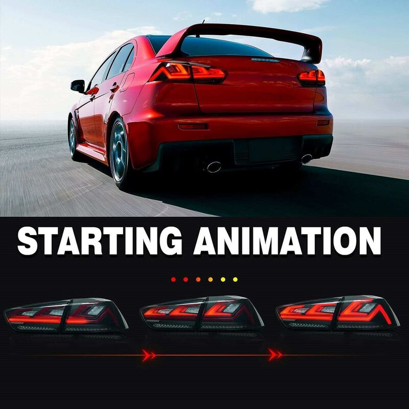 Clear Red 3D V3 LED Tail Lights Fit For Mitsubishi Lancer CJ EVO X VRX 2007-2018