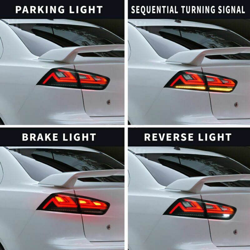 Clear Red 3D V3 LED Tail Lights Fit For Mitsubishi Lancer CJ EVO X VRX 2007-2018