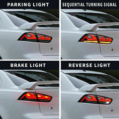 Clear Red 3D V3 LED Tail Lights Fit For Mitsubishi Lancer CJ EVO X VRX 2007-2018