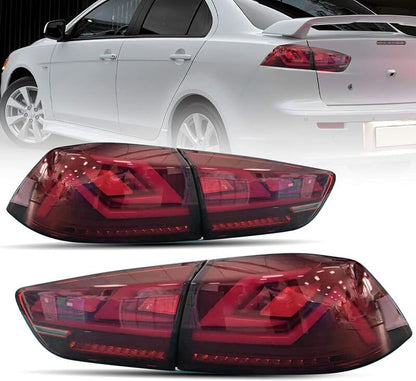 Clear Red 3D V3 LED Tail Lights Fit For Mitsubishi Lancer CJ EVO X VRX 2007-2018