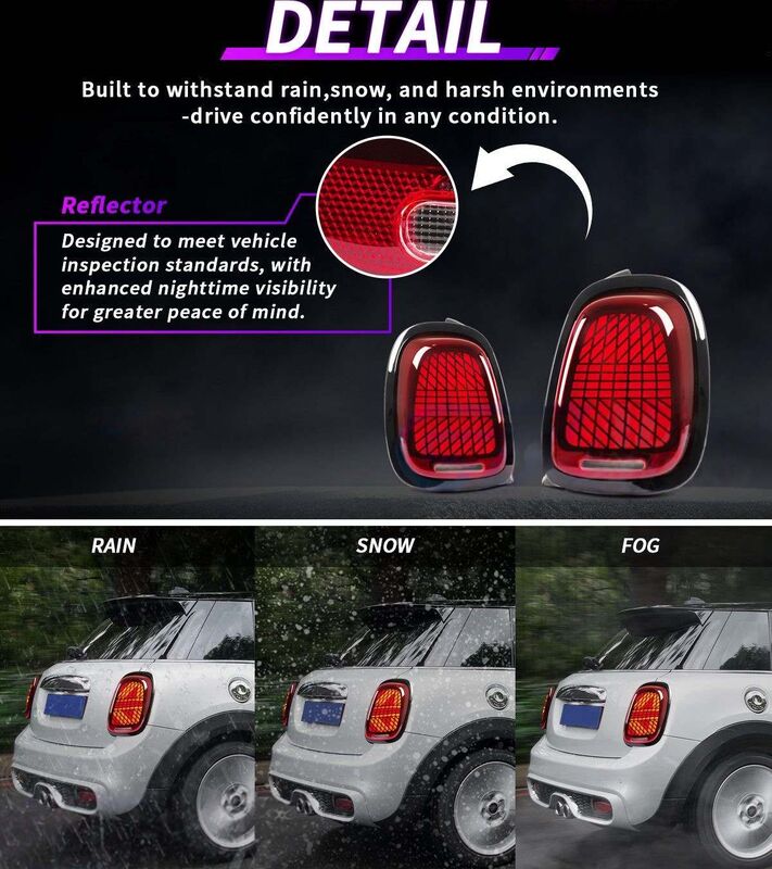 Clear Red LED Sequential Signal Tail Lights Fit For Mini Cooper F55/56/57 2014-2021