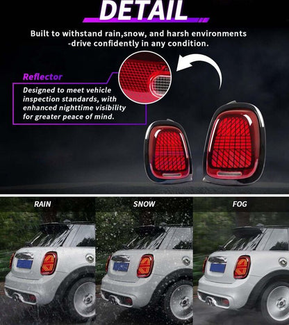 Clear Red LED Sequential Signal Tail Lights Fit For Mini Cooper F55/56/57 2014-2021