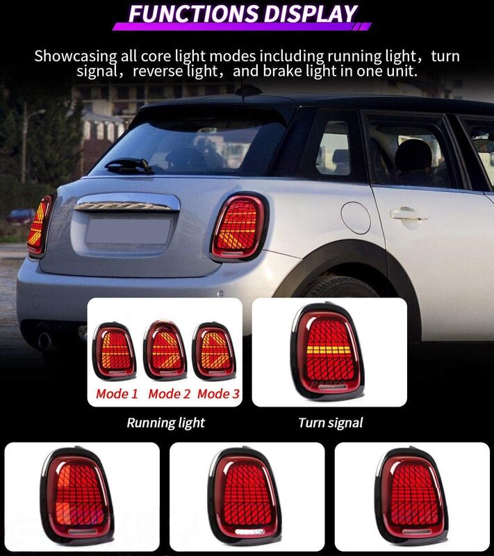 Clear Red LED Sequential Signal Tail Lights Fit For Mini Cooper F55/56/57 2014-2021