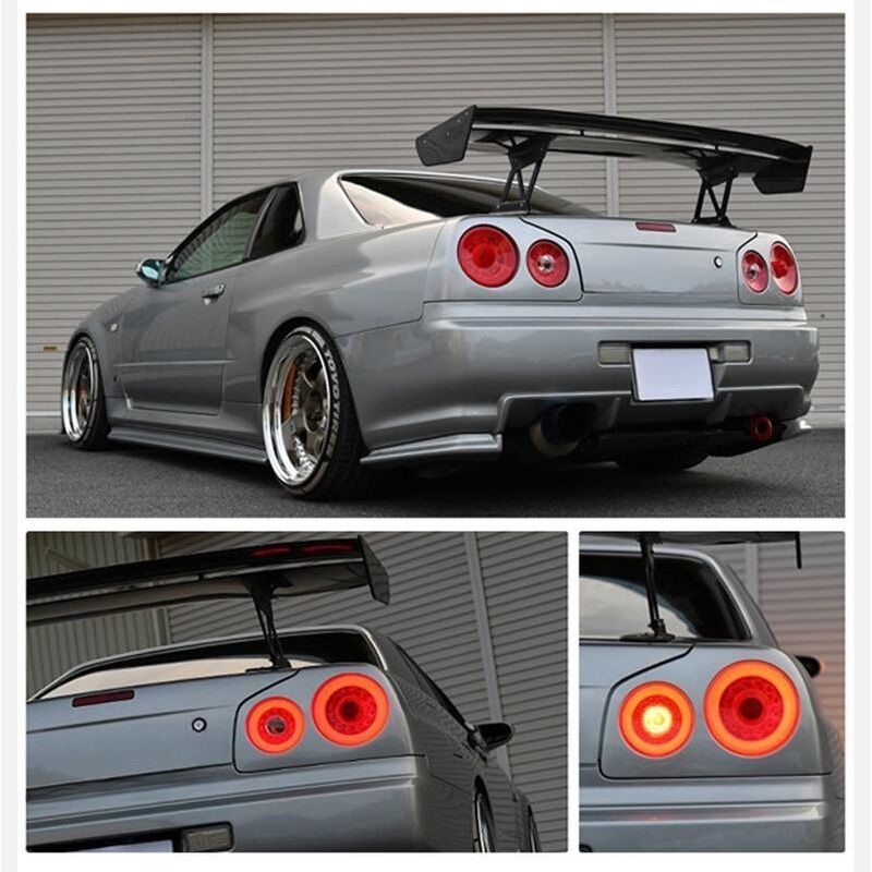 78 Works Fiber Ring LED Taillights V2 Tail Lamp Fit For Nissan Skyline R34 GTR GTT RB25 RB26 1998-2002