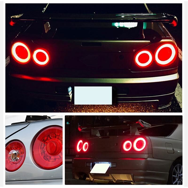 78 Works Fiber Ring LED Taillights V2 Tail Lamp Fit For Nissan Skyline R34 GTR GTT RB25 RB26 1998-2002