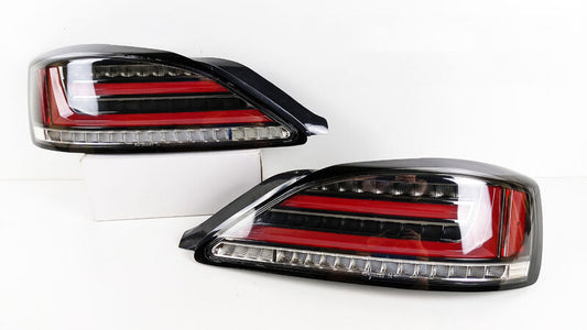 Black Fiber Sequential LED Tail Lights Fit For Nissan 200SX S15 Silvia Spec R 1999-2002