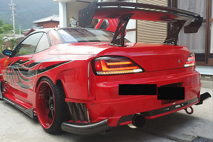 Black Fiber Sequential LED Tail Lights Fit For Nissan 200SX S15 Silvia Spec R 1999-2002
