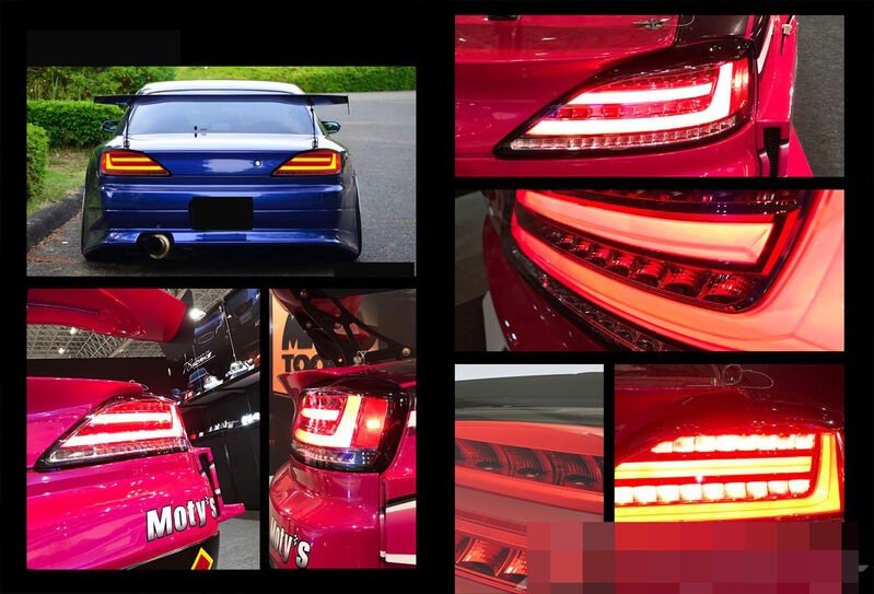 Black Fiber Sequential LED Tail Lights Fit For Nissan 200SX S15 Silvia Spec R 1999-2002