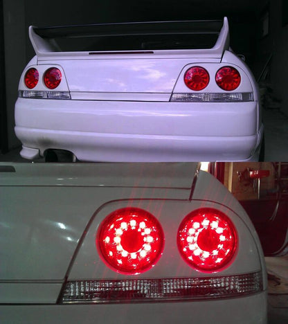 Clear Red LED Tail Lights Fit For Nissan Skyline R33 GTR GTST Coupe 1995-1998