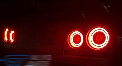 78 Works Fiber Ring LED Taillights Fit For Nissan Skyline R34 4D Sedan HR34 ER34 ENR34 1998-2002
