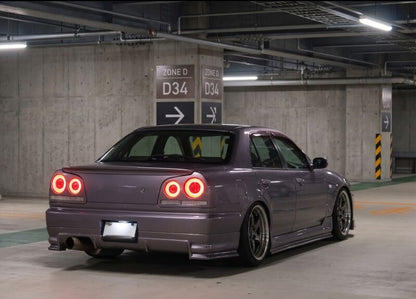 78 Works Fiber Ring LED Taillights Fit For Nissan Skyline R34 4D Sedan HR34 ER34 ENR34 1998-2002