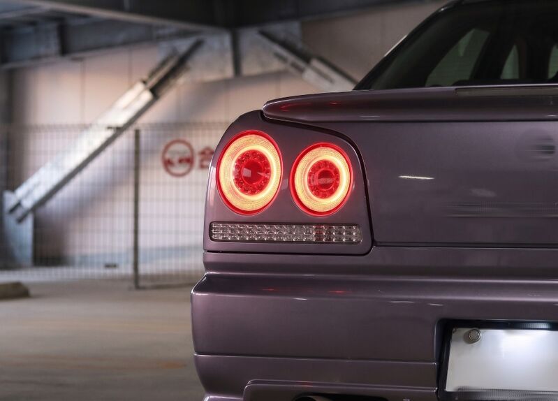78 Works Fiber Ring LED Taillights Fit For Nissan Skyline R34 4D Sedan HR34 ER34 ENR34 1998-2002