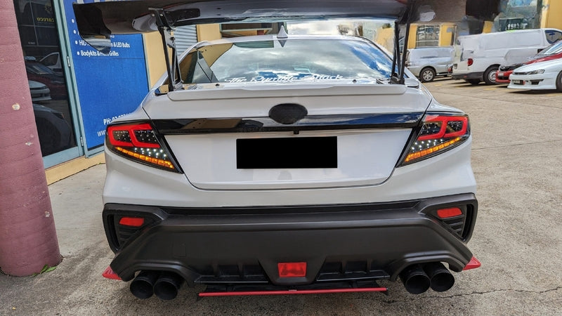 Black Red Full LED Dynamic Tail Lights Fit For Subaru WRX VB 2022-2024