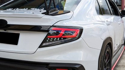 Black Red Full LED Dynamic Tail Lights Fit For Subaru WRX VB 2022-2024