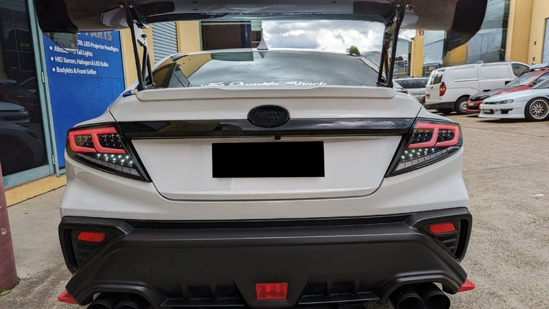 Black With White Bar Full LED Dynamic Tail Lights Fit For Subaru WRX VB 2022-2024