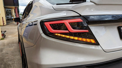 Black With White Bar Full LED Dynamic Tail Lights Fit For Subaru WRX VB 2022-2024