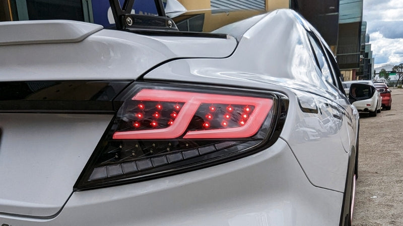 Black With White Bar Full LED Dynamic Tail Lights Fit For Subaru WRX VB 2022-2024