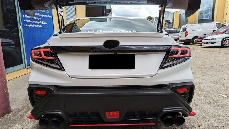 Black With White Bar Full LED Dynamic Tail Lights Fit For Subaru WRX VB 2022-2024