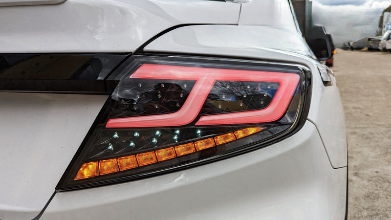 Black With White Bar Full LED Dynamic Tail Lights Fit For Subaru WRX VB 2022-2024