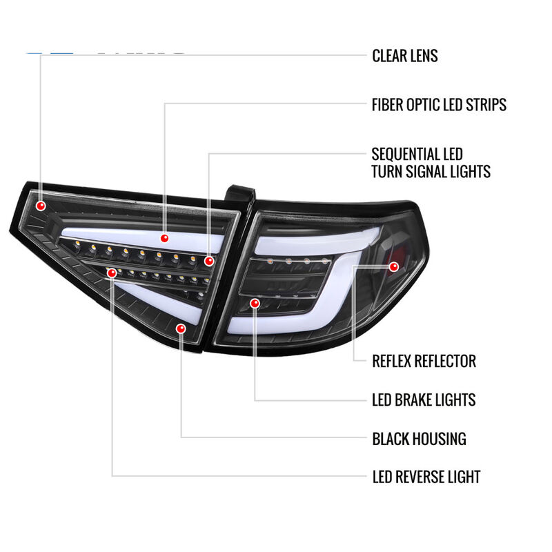 Spec D Black 3D LED Tail Light Dynamic Signal Fit For Subaru Impreza G3 WRX RS STI Hatchback