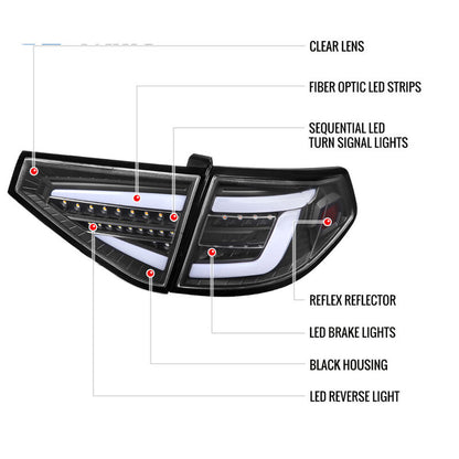 Spec D Black 3D LED Tail Light Dynamic Signal Fit For Subaru Impreza G3 WRX RS STI Hatchback
