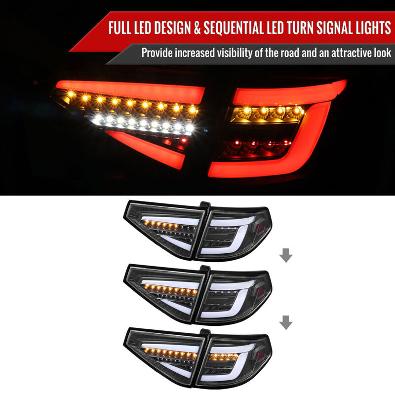 Spec D Black 3D LED Tail Light Dynamic Signal Fit For Subaru Impreza G3 WRX RS STI Hatchback