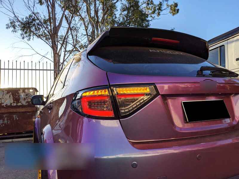 Black (Red Bar) LED Tail Lights Dynamic Signal Fit For Subaru Impreza WRX RS STI Hatchback 2008-2013