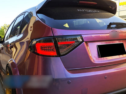 Black (Red Bar) LED Tail Lights Dynamic Signal Fit For Subaru Impreza WRX RS STI Hatchback 2008-2013