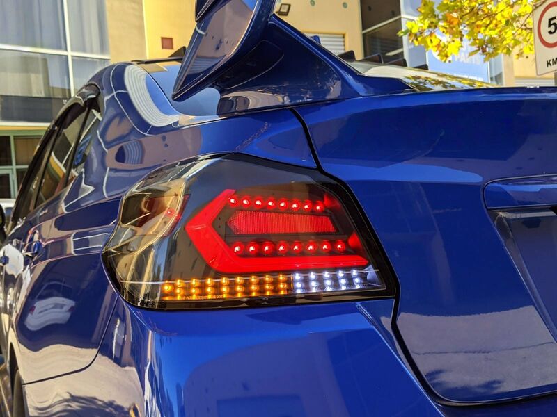 V5 Black White Bar LED Dynamic Tail Lights Fit For Subaru WRX STI VA 2015-2021