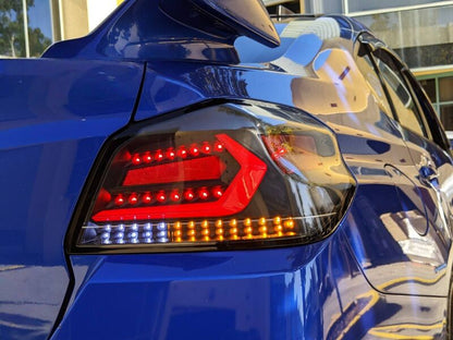 V5 Black White Bar LED Dynamic Tail Lights Fit For Subaru WRX STI VA 2015-2021