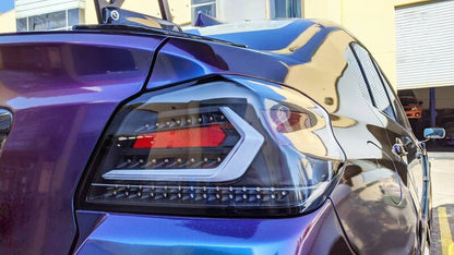 V5 Black White Bar LED Dynamic Tail Lights Fit For Subaru WRX STI VA 2015-2021