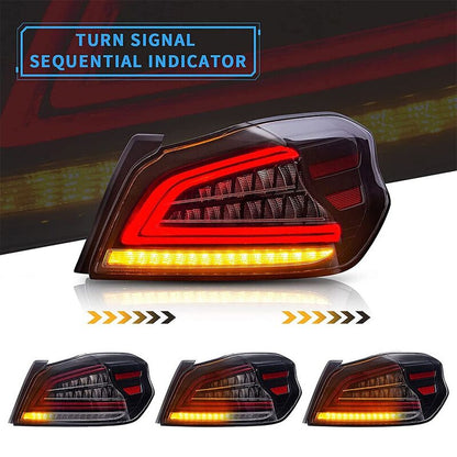 Black Full LED V3 Dynamic Indicator LED Tail Lights Fit For Subaru WRX STI VA 2015-2021