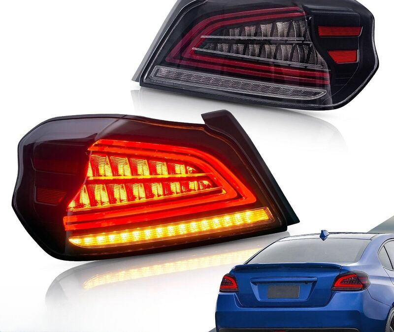 Black Full LED V3 Dynamic Indicator LED Tail Lights Fit For Subaru WRX STI VA 2015-2021