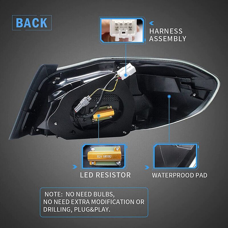 Black Full LED V3 Dynamic Indicator LED Tail Lights Fit For Subaru WRX STI VA 2015-2021
