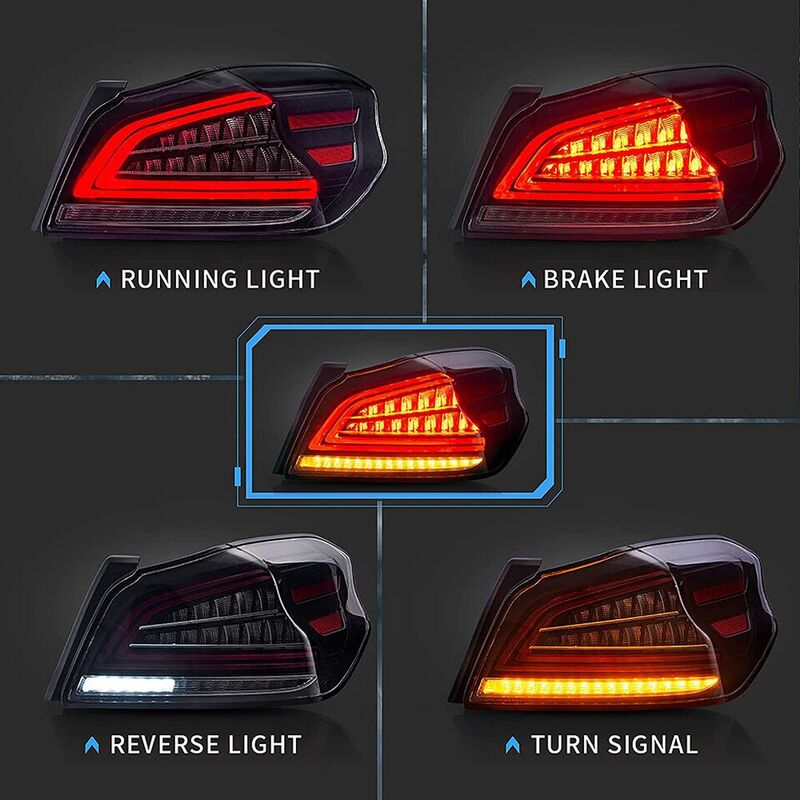 Black Full LED V3 Dynamic Indicator LED Tail Lights Fit For Subaru WRX STI VA 2015-2021
