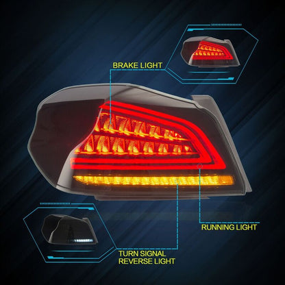 Smoke Full LED V3 Dynamic Indicator LED Tail Lights Fit For Subaru WRX STI VA 2015-2021