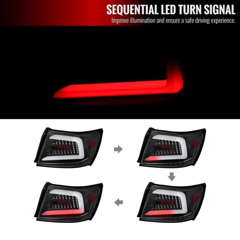 Spec D Glossy Black Sequential LED Taillights Fit For Subaru Impreza WRX STI Sedan G3 2008-2013
