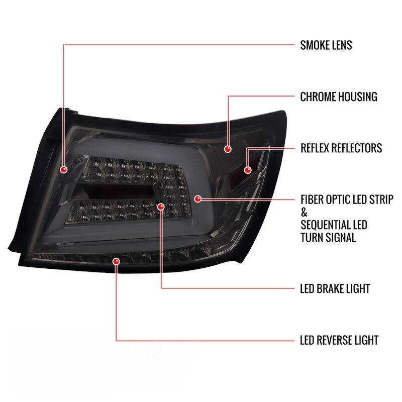 Spec D Smoke LED Taillights Dynamic Signal Fit For Subaru Impreza WRX STI G3 4D 2008-2013