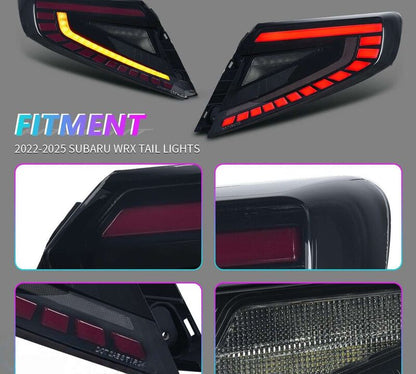 V4 Smoke Red LED Dynamic Taillights Fit For Subaru WRX VB 2022-2025