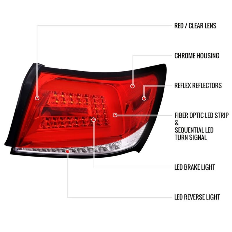 Spec D Clear Red LED Taillights Fit For Subaru Impreza WRX STI G3 4D 2008-2013