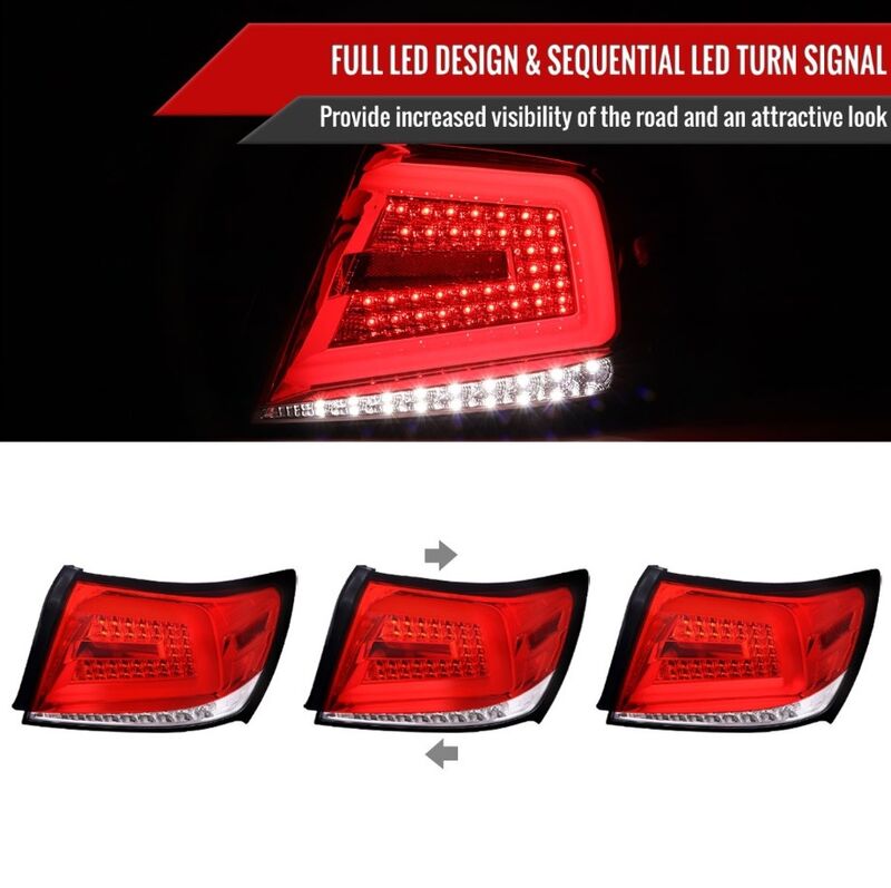 Spec D Clear Red LED Taillights Fit For Subaru Impreza WRX STI G3 4D 2008-2013