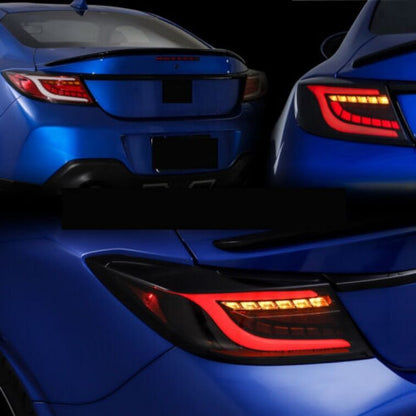 Black White Bar LED Dynamic Tail Lights Fit For Toyota 86 GR86 For Subaru BRZ 2022-2023