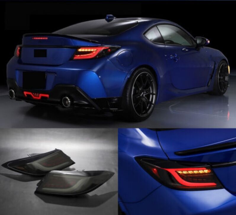 Black White Bar LED Dynamic Tail Lights Fit For Toyota 86 GR86 For Subaru BRZ 2022-2023