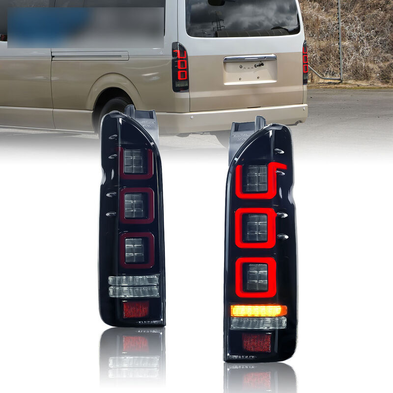 Smoke Red V3 3D Full LED Tail Lights Fit For Toyota Hiace Van 2004-2020
