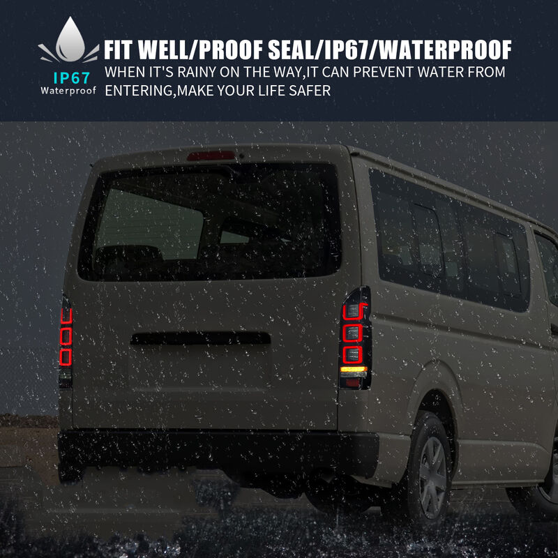 Smoke Red V3 3D Full LED Tail Lights Fit For Toyota Hiace Van 2004-2020