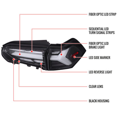 Spec D Black 3D LED Tail Lights Dynamic Signal Fit For Toyota Rav 4 2019-2023