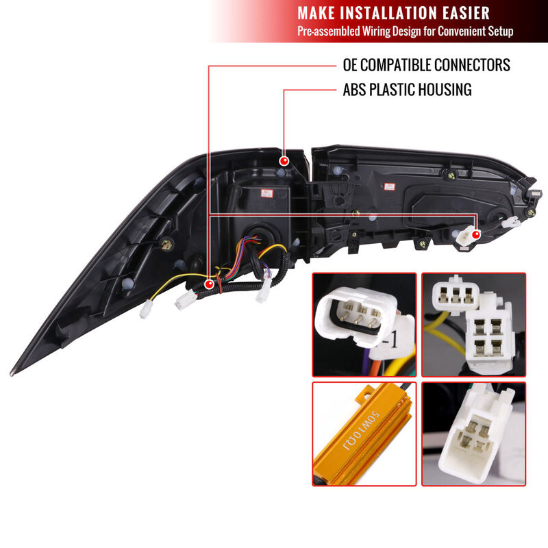 Spec D Black 3D LED Tail Lights Dynamic Signal Fit For Toyota Rav 4 2019-2023