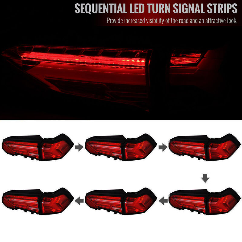 Spec D Smoke Red 3D LED Tail Lights Dynamic Signal Fit For Toyota Rav 4 2019-2023