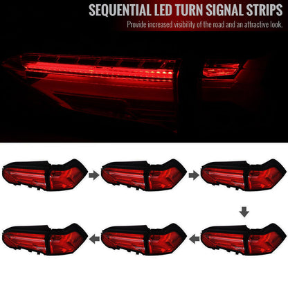 Spec D Smoke Red 3D LED Tail Lights Dynamic Signal Fit For Toyota Rav 4 2019-2023