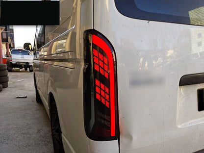 Black Edition Smoke Full LED Tail Lights Fit For Toyota Hiace Van 2004-2020